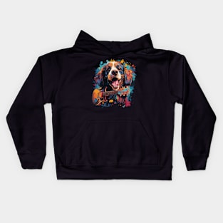 Cocker Spaniel Playing Guitar Kids Hoodie